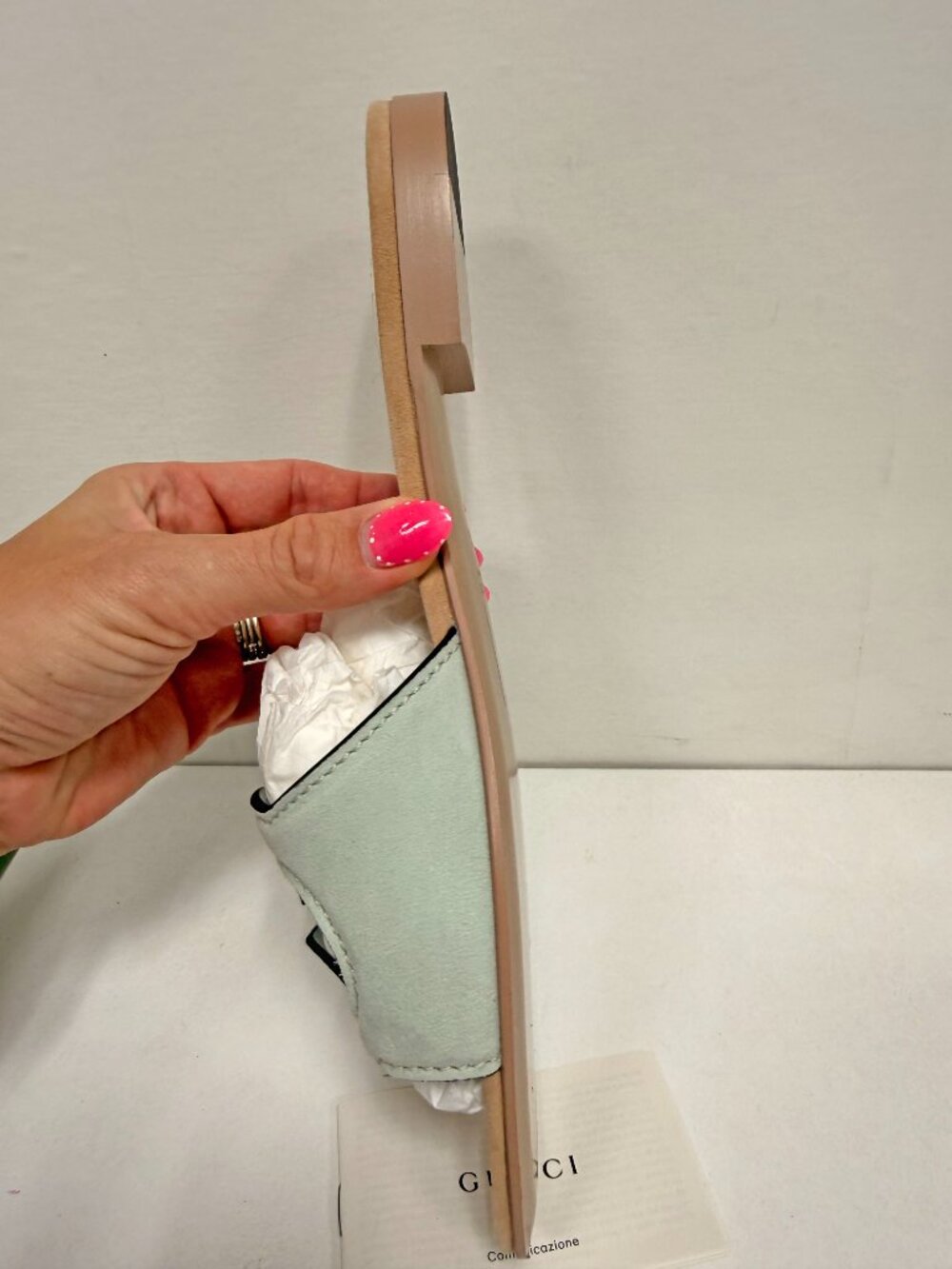 *NEW* Gucci Suede Interlocking G Cutout Slide Sandals - Picture 7 of 13